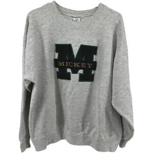 Vintage The Disney Store Mickey Sweatshirt 90s Varsity Tartan USA Gray Green XL